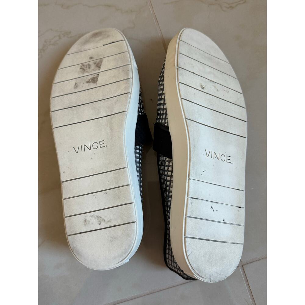 VINCE. Blair black white checkered leather slip on skater platform sneaker shoe - Picture 8 of 9